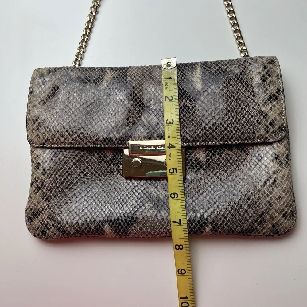 MICHAEL Michael Kors Sloan Flat Python Print Shoulder Bag Tan/Black